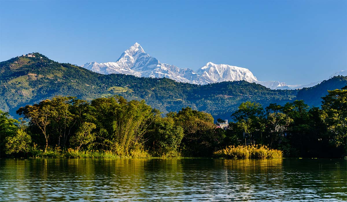 the machapuchare and annapurna iii seen pokhara nepal